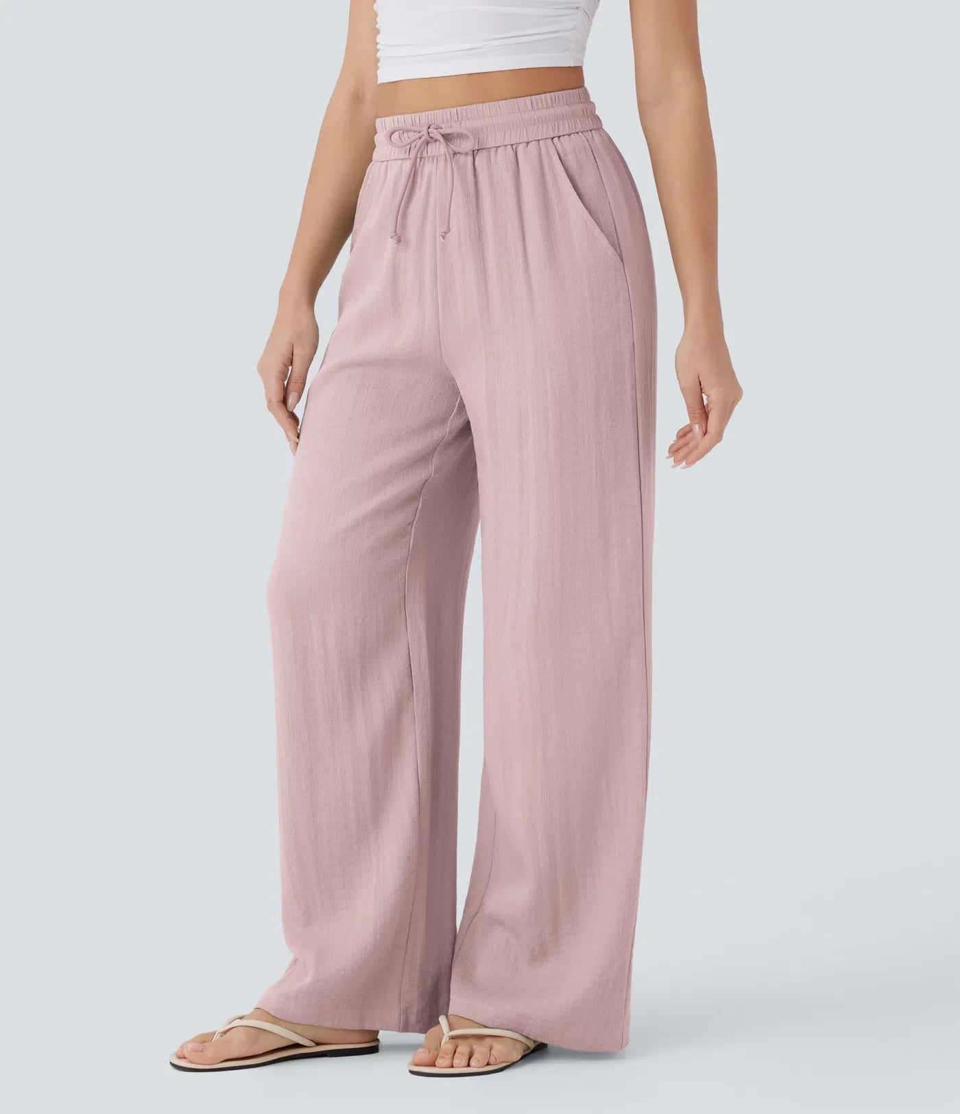 Haurelle Flex™ – High Waist Linen Look Wide Leg Pants