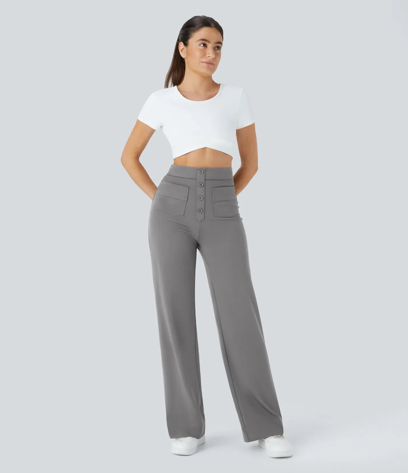 Haurelle Flex™ – High Waist Straight Leg Utility Pants