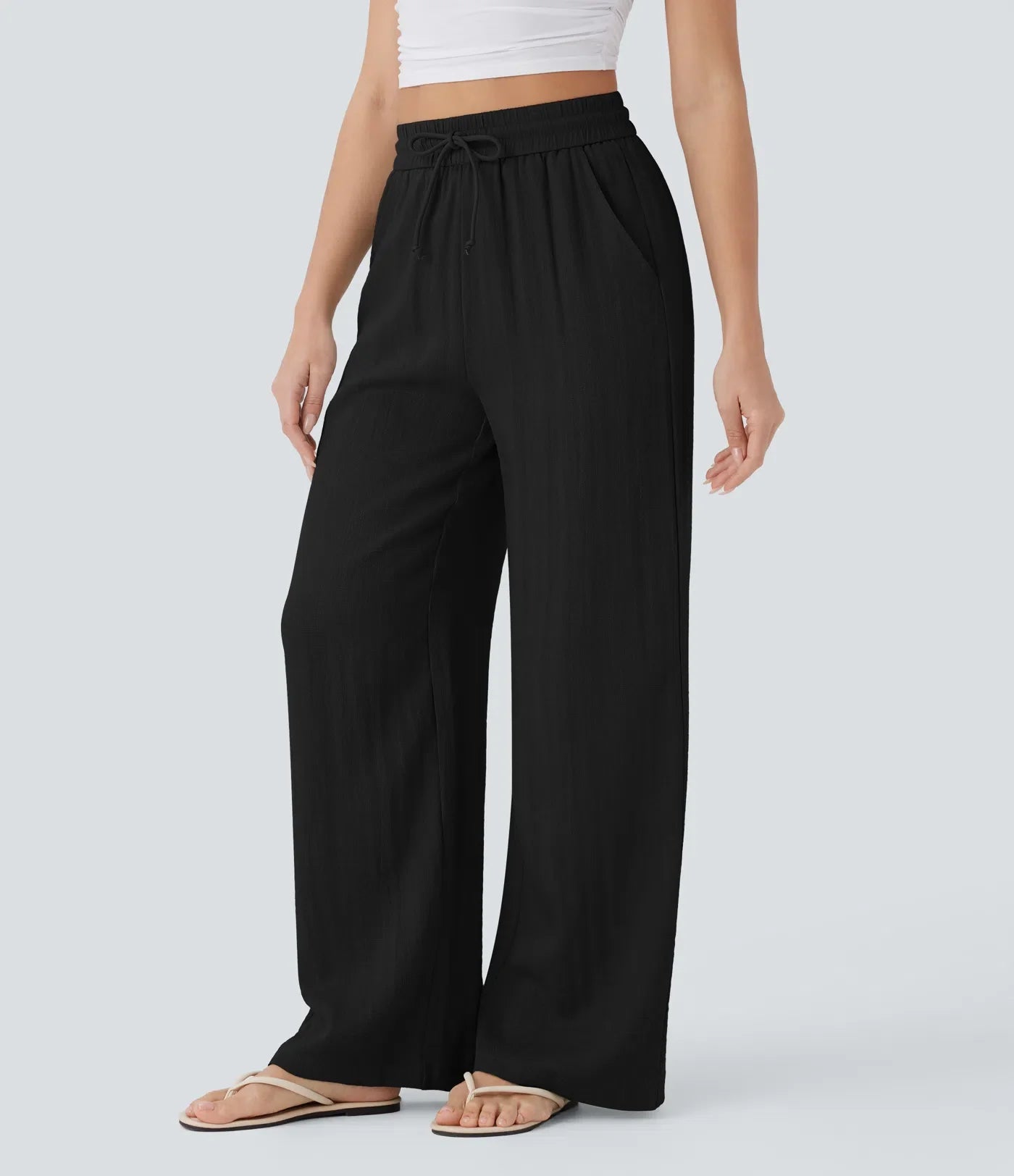 Haurelle Flex™ – High Waist Linen Look Wide Leg Pants