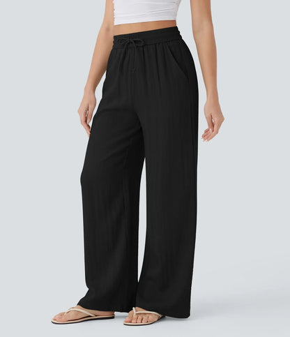 Haurelle Flex™ – High Waist Linen Look Wide Leg Pants