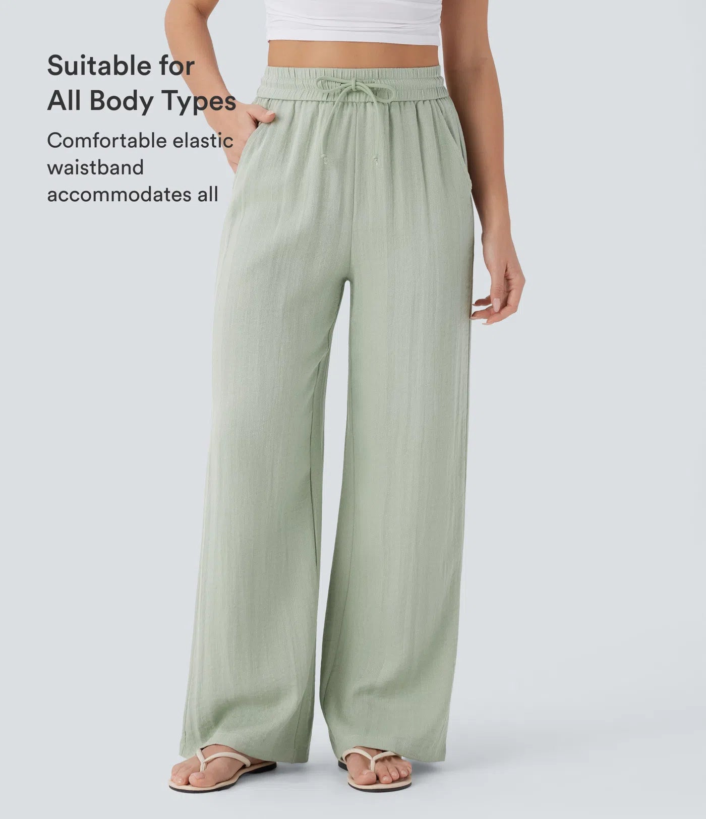 Haurelle Flex™ – High Waist Linen Look Wide Leg Pants