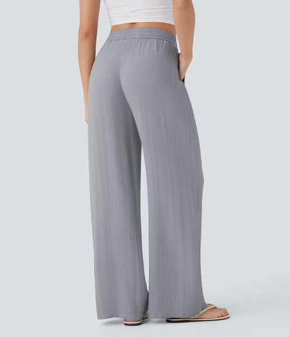 Haurelle Flex™ – High Waist Linen Look Wide Leg Pants