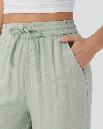 Haurelle Flex™ – High Waist Linen Look Wide Leg Pants