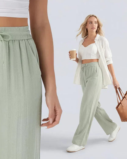 Haurelle Flex™ – High Waist Linen Look Wide Leg Pants