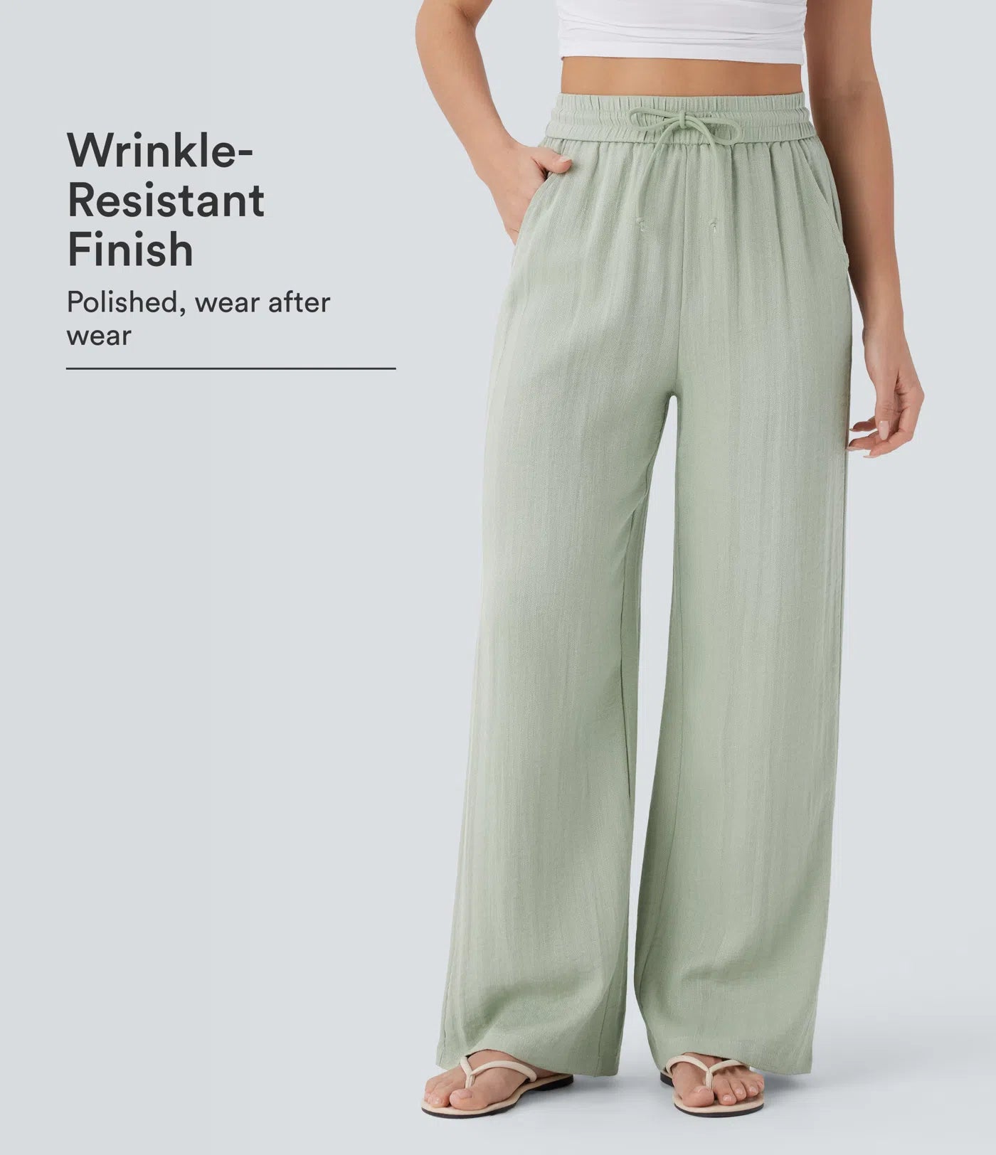 Haurelle Flex™ – High Waist Linen Look Wide Leg Pants