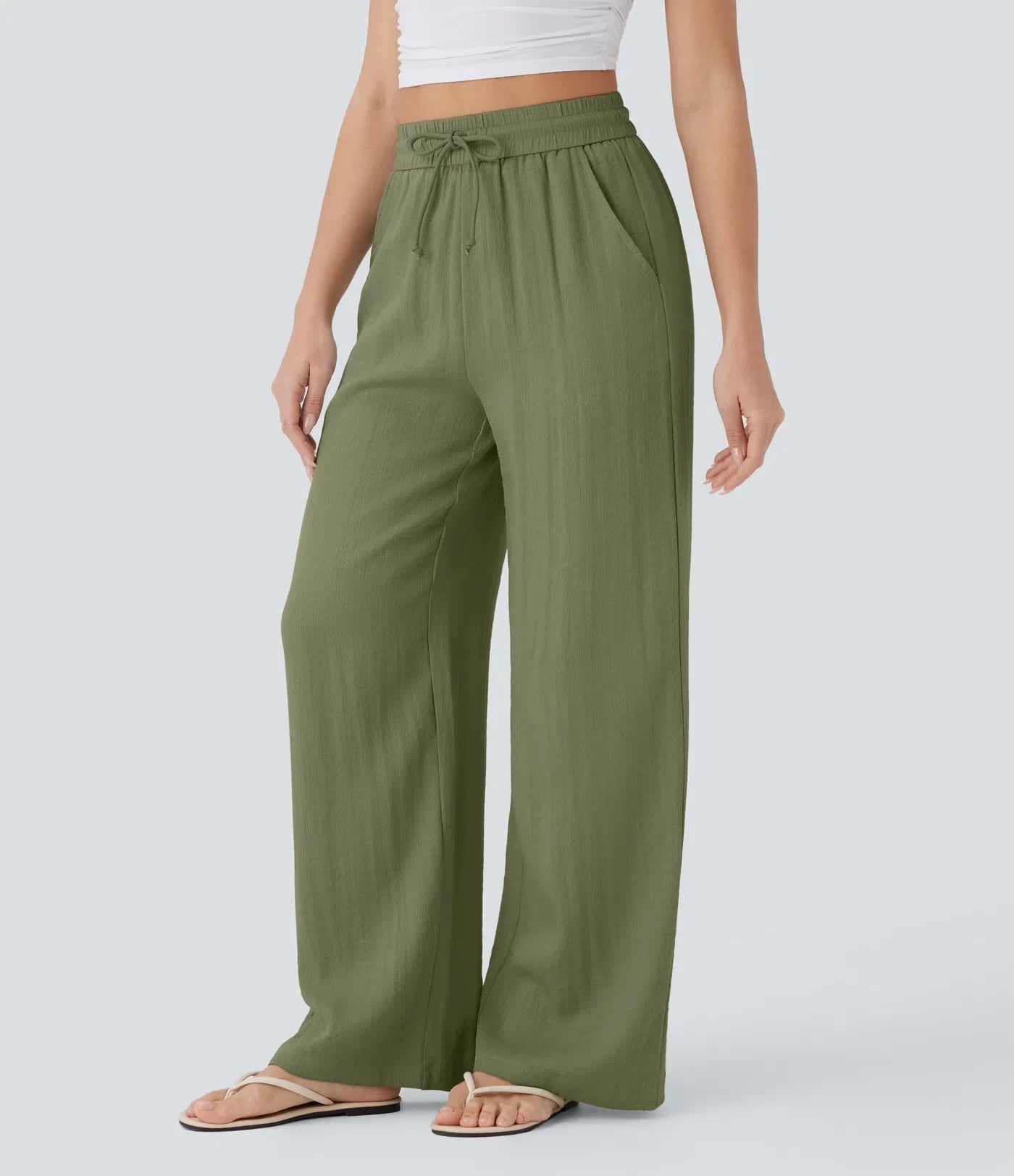 Haurelle Flex™ – High Waist Linen Look Wide Leg Pants