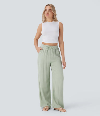 Haurelle Flex™ – High Waist Linen Look Wide Leg Pants