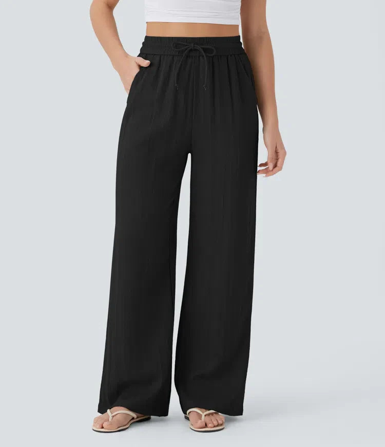 Haurelle Flex™ – High Waist Linen Look Wide Leg Pants