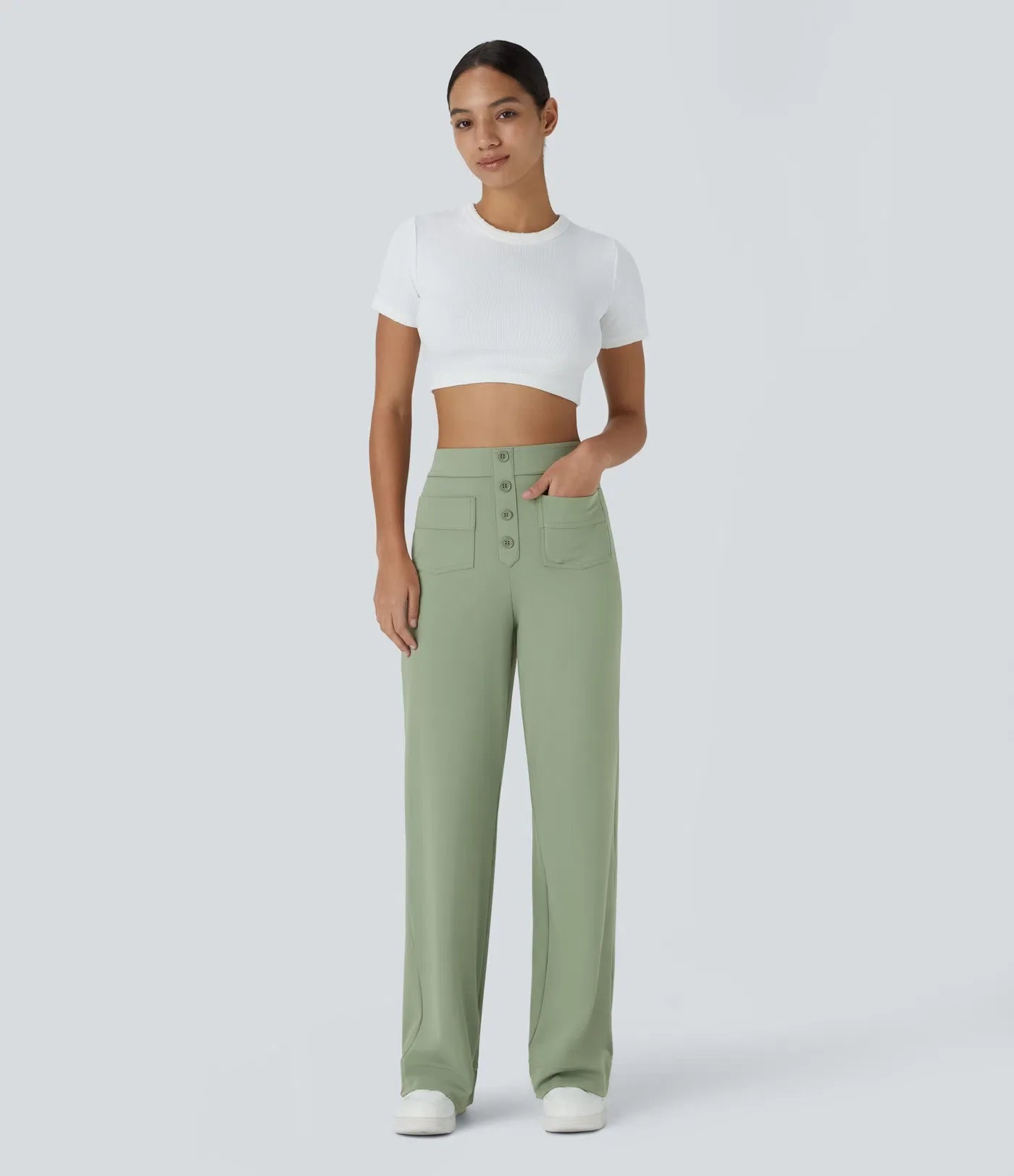 Haurelle Flex™ – High Waist Straight Leg Utility Pants