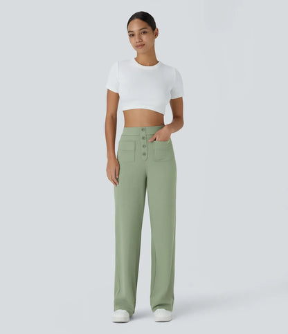 Haurelle Flex™ – High Waist Straight Leg Utility Pants