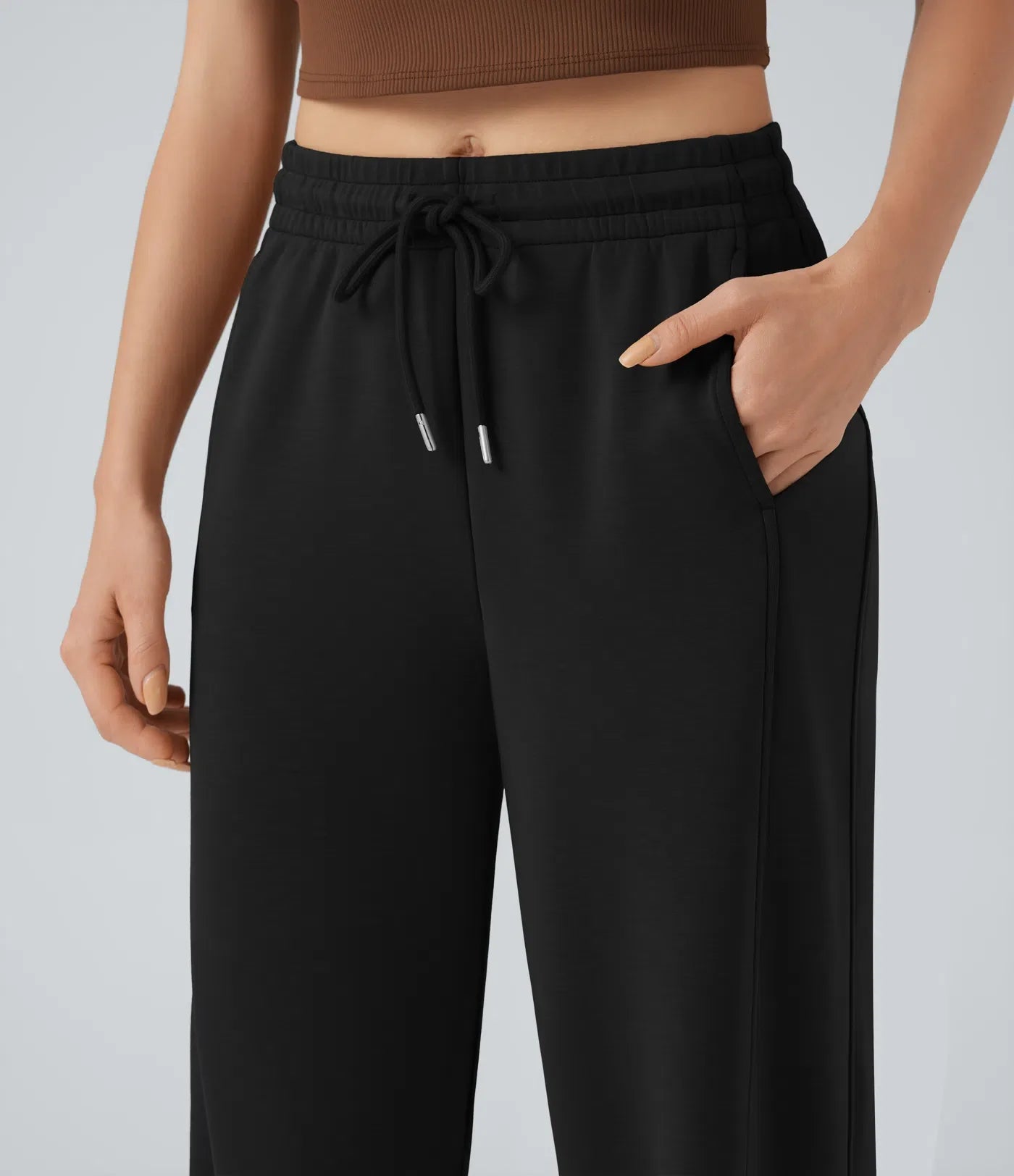 Haurelle Ease™ – Mid Rise Drawstring Straight Leg Pants