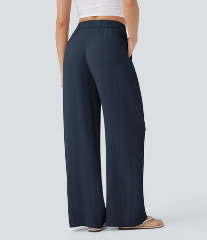 Haurelle Flex™ – High Waist Linen Look Wide Leg Pants