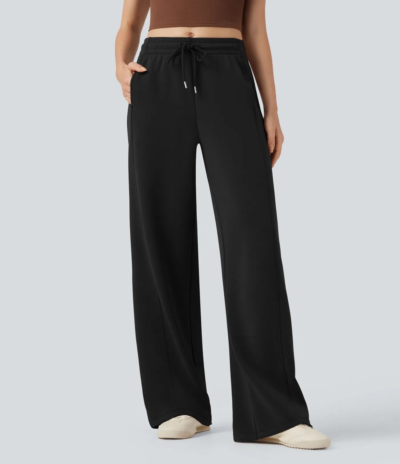 Haurelle Ease™ – Mid Rise Drawstring Straight Leg Pants