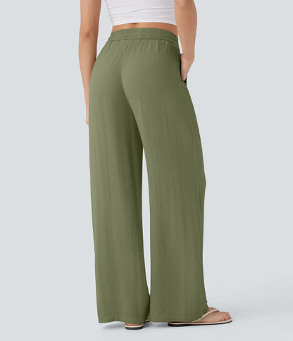 Haurelle Flex™ – High Waist Linen Look Wide Leg Pants