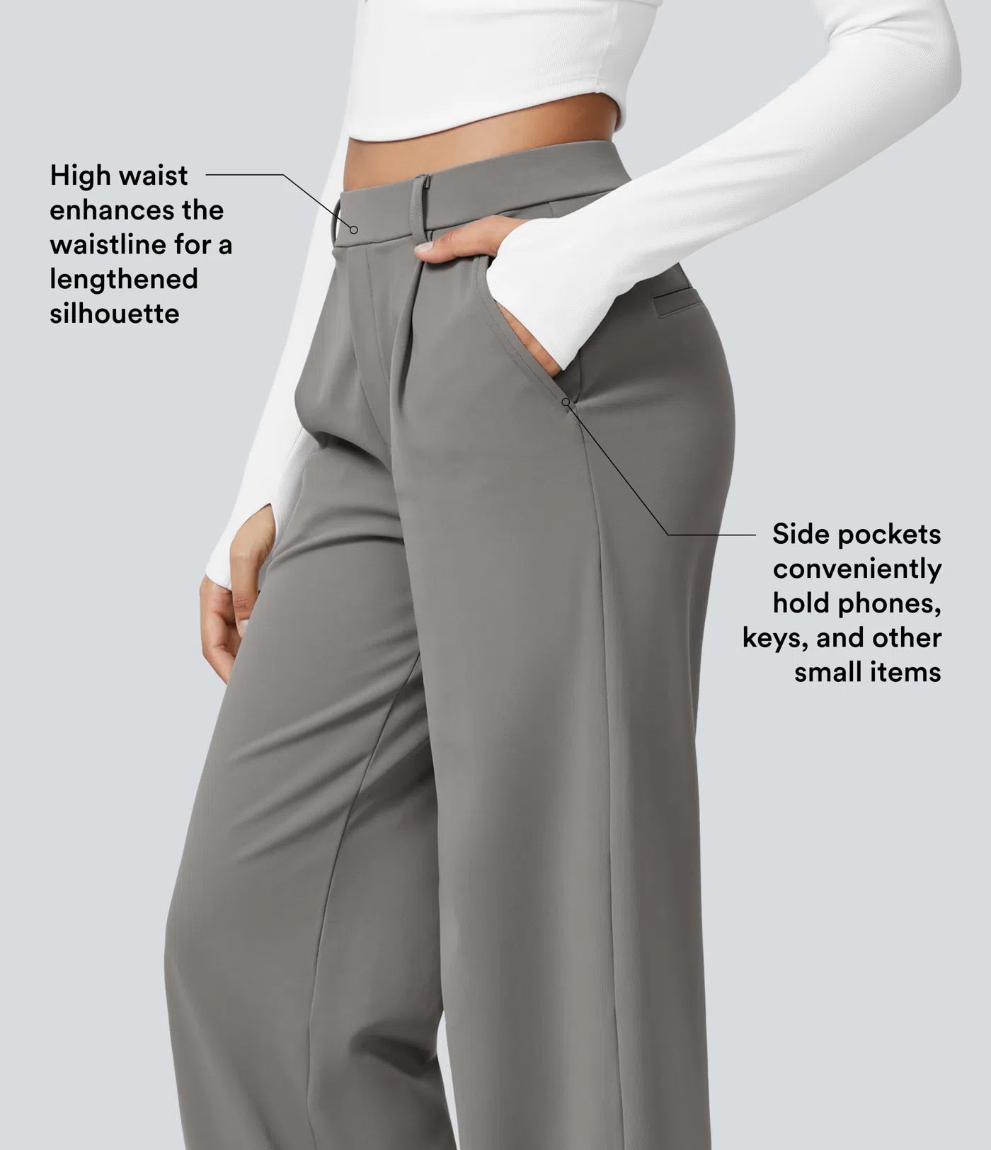 Haurelle Flex™ – Pleated Stretch High Waist Straight Leg Pants