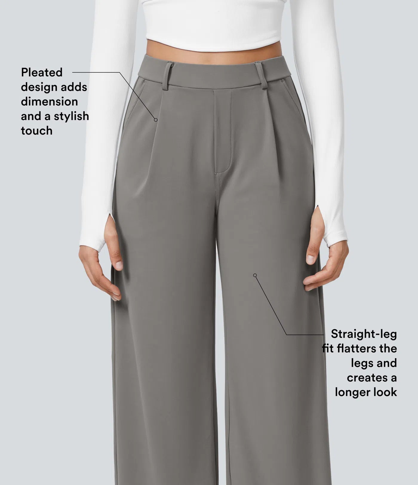Haurelle Flex™ – Pleated Stretch High Waist Straight Leg Pants