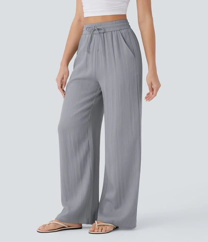 Haurelle Flex™ – High Waist Linen Look Wide Leg Pants