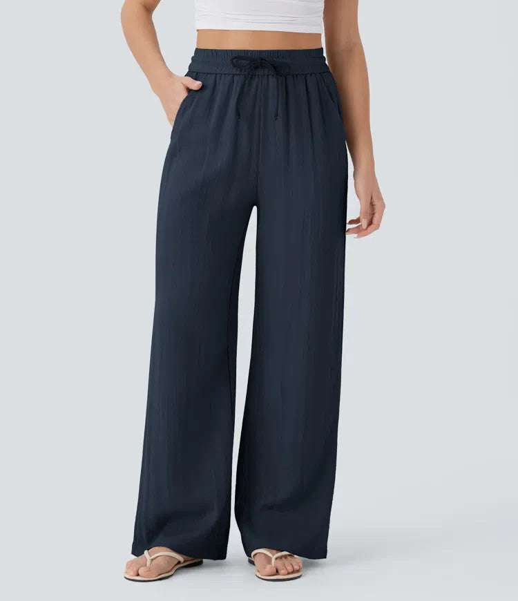 Haurelle Flex™ – High Waist Linen Look Wide Leg Pants