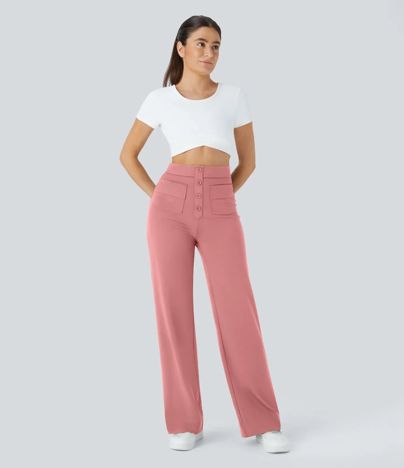 Haurelle Flex™ – High Waist Straight Leg Utility Pants