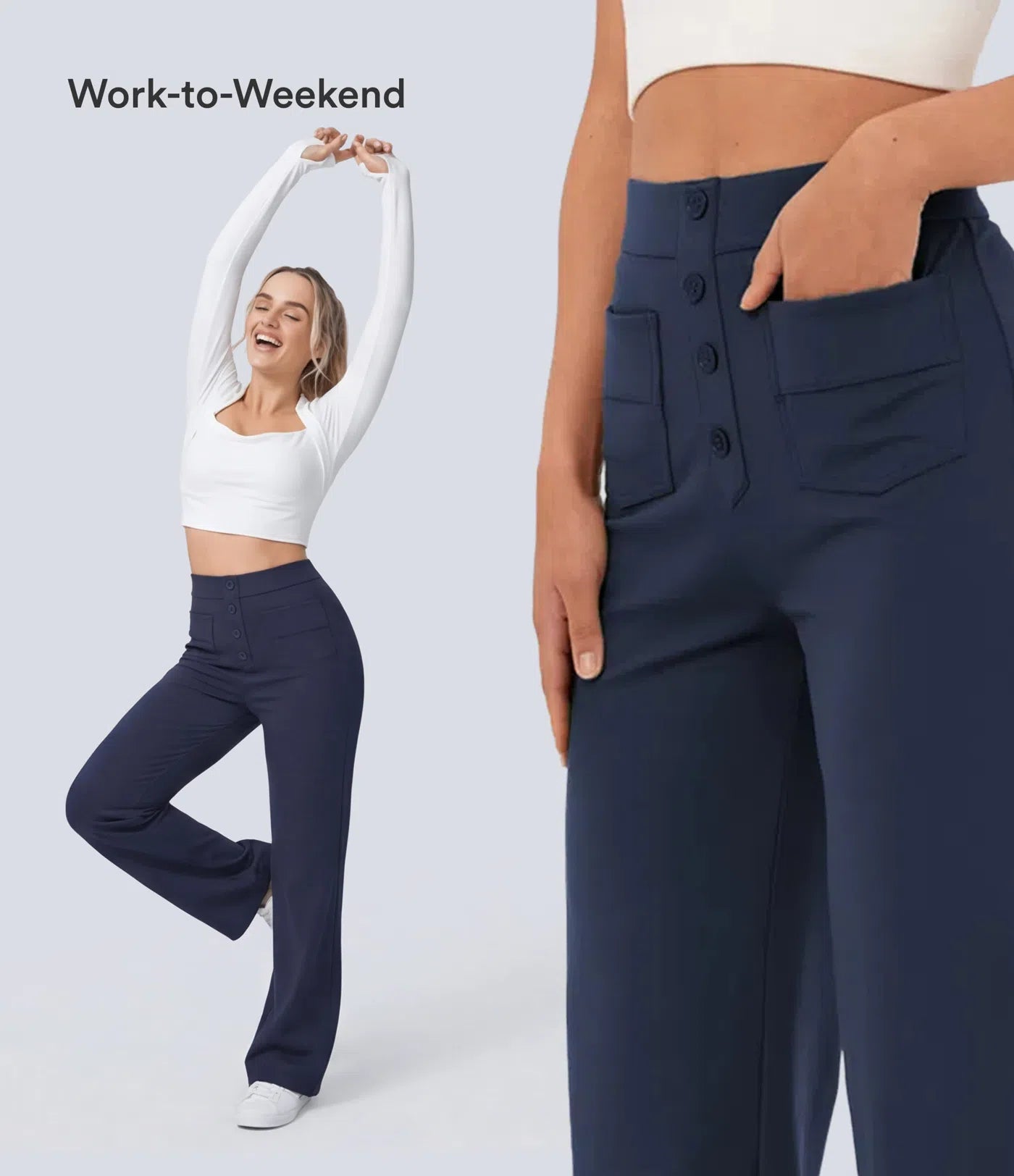 Haurelle Flex™ – High Waist Straight Leg Utility Pants