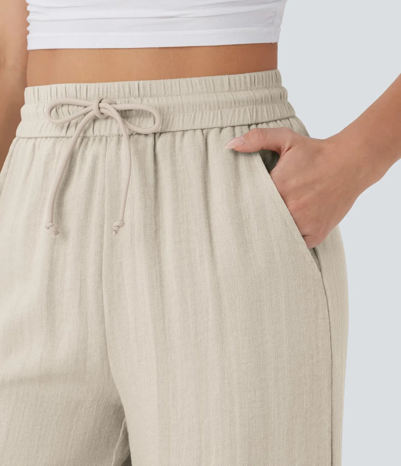 Haurelle Flex™ – High Waist Linen Look Wide Leg Pants