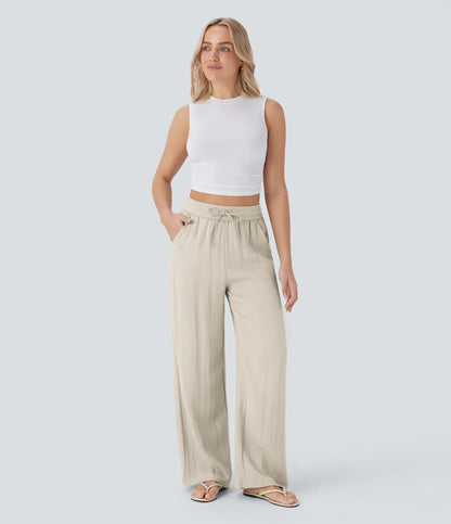 Haurelle Flex™ – High Waist Linen Look Wide Leg Pants