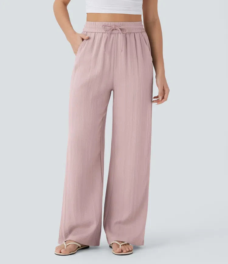 Haurelle Flex™ – High Waist Linen Look Wide Leg Pants