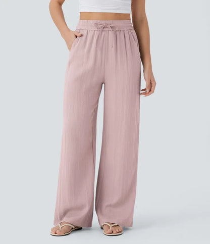 Haurelle Flex™ – High Waist Linen Look Wide Leg Pants