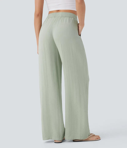 Haurelle Flex™ – High Waist Linen Look Wide Leg Pants