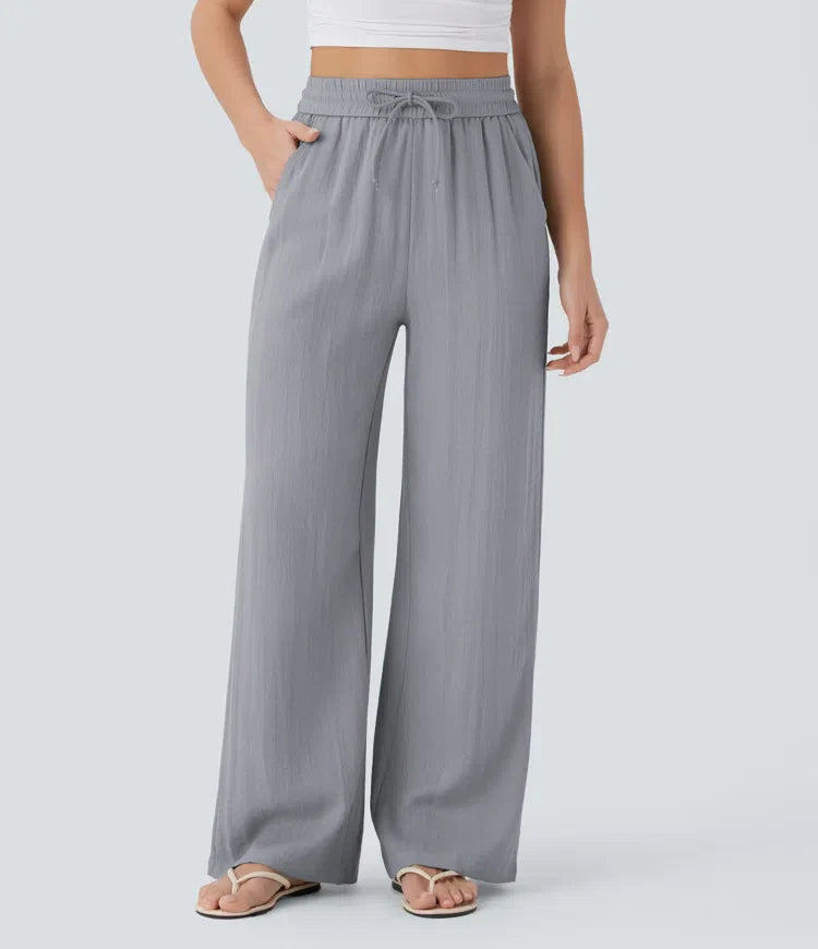 Haurelle Flex™ – High Waist Linen Look Wide Leg Pants