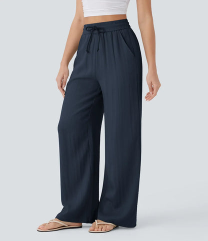 Haurelle Flex™ – High Waist Linen Look Wide Leg Pants