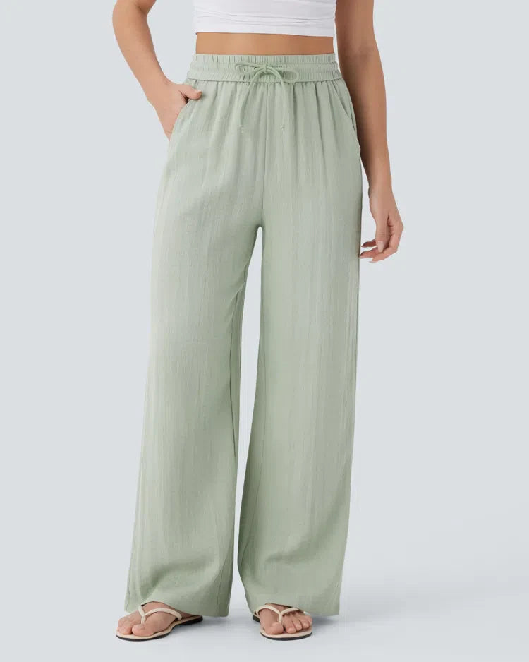 Haurelle Flex™ – High Waist Linen Look Wide Leg Pants