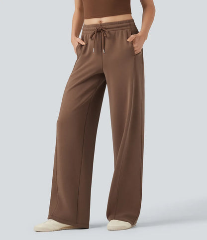 Haurelle Ease™ – Mid Rise Drawstring Straight Leg Pants