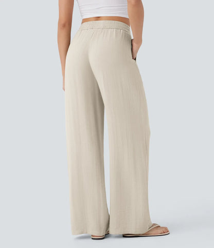 Haurelle Flex™ – High Waist Linen Look Wide Leg Pants