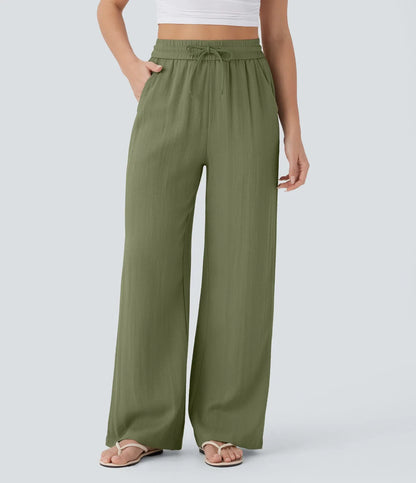 Haurelle Flex™ – High Waist Linen Look Wide Leg Pants