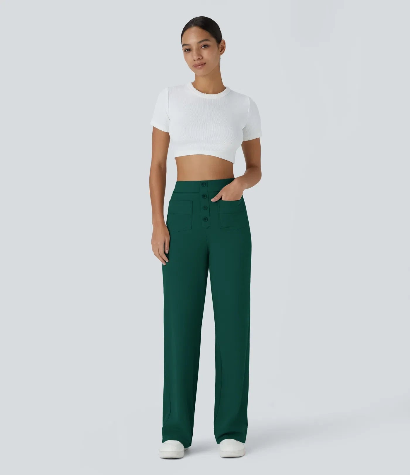 Haurelle Flex™ – High Waist Straight Leg Utility Pants