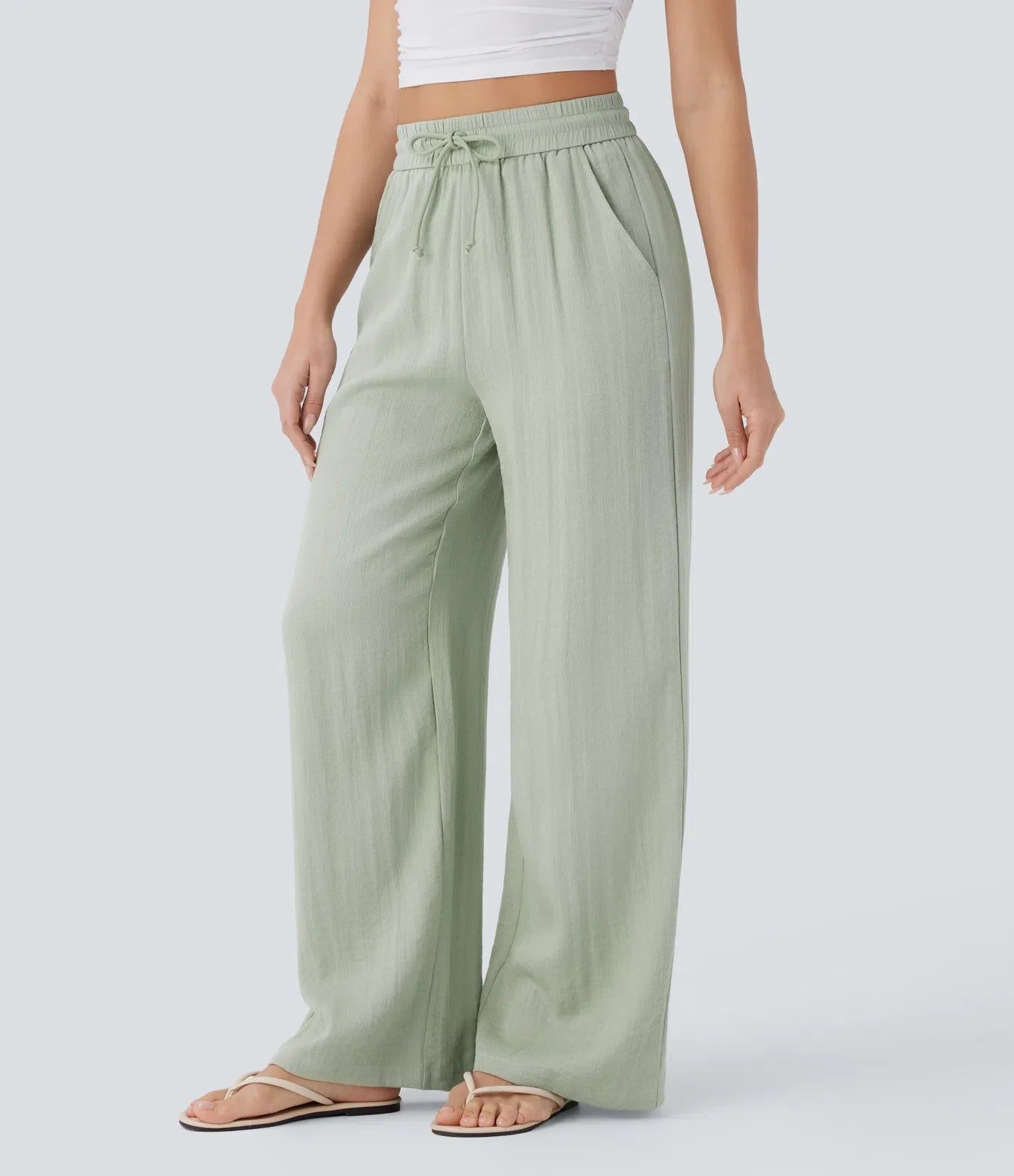 Haurelle Flex™ – High Waist Linen Look Wide Leg Pants