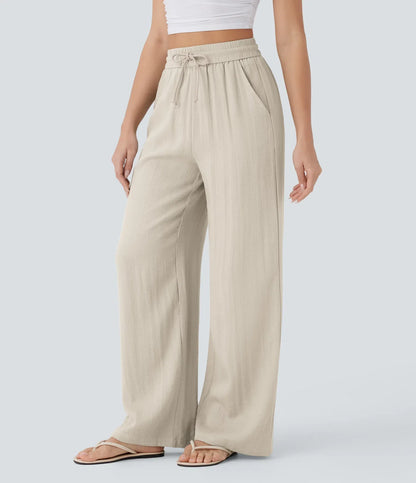 Haurelle Flex™ – High Waist Linen Look Wide Leg Pants