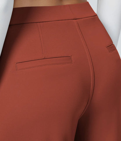 Haurelle Flex™ – Pleated Stretch High Waist Straight Leg Pants