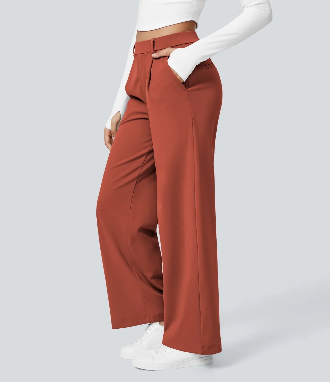 Haurelle Flex™ – Pleated Stretch High Waist Straight Leg Pants