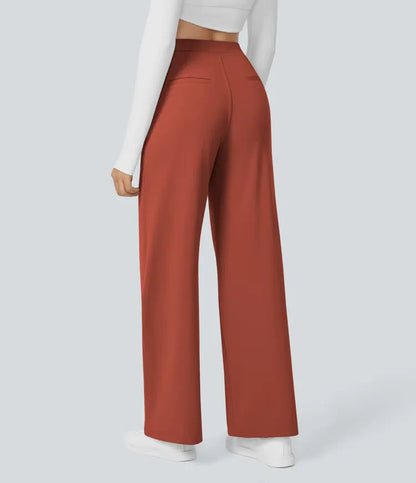 Haurelle Flex™ – Pleated Stretch High Waist Straight Leg Pants