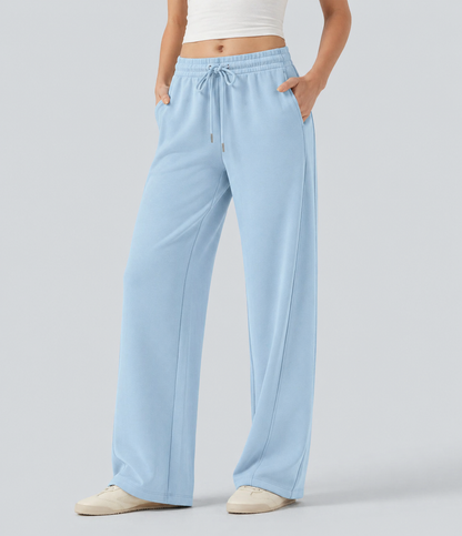 Haurelle Ease™ – Mid Rise Drawstring Straight Leg Pants