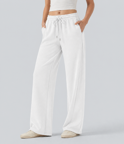 Haurelle Ease™ – Mid Rise Drawstring Straight Leg Pants