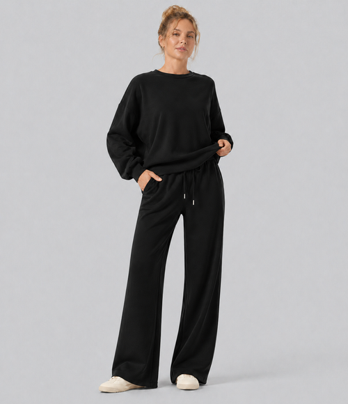 Haurelle Ease™ – Mid Rise Drawstring Straight Leg Pants