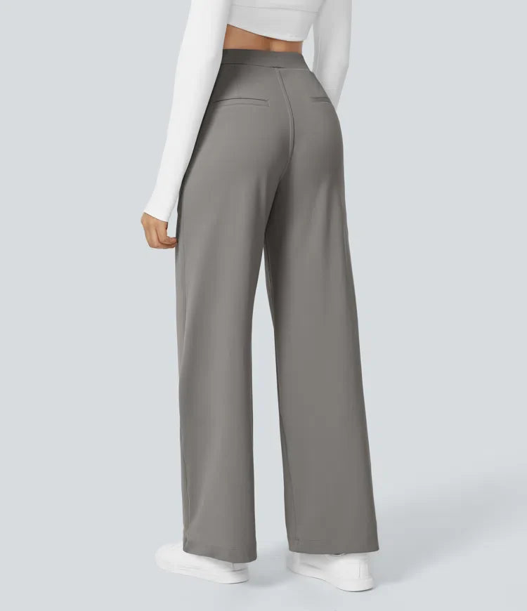 Haurelle Flex™ – Pleated Stretch High Waist Straight Leg Pants