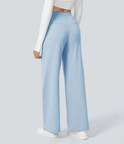 Haurelle Flex™ – Pleated Stretch High Waist Straight Leg Pants
