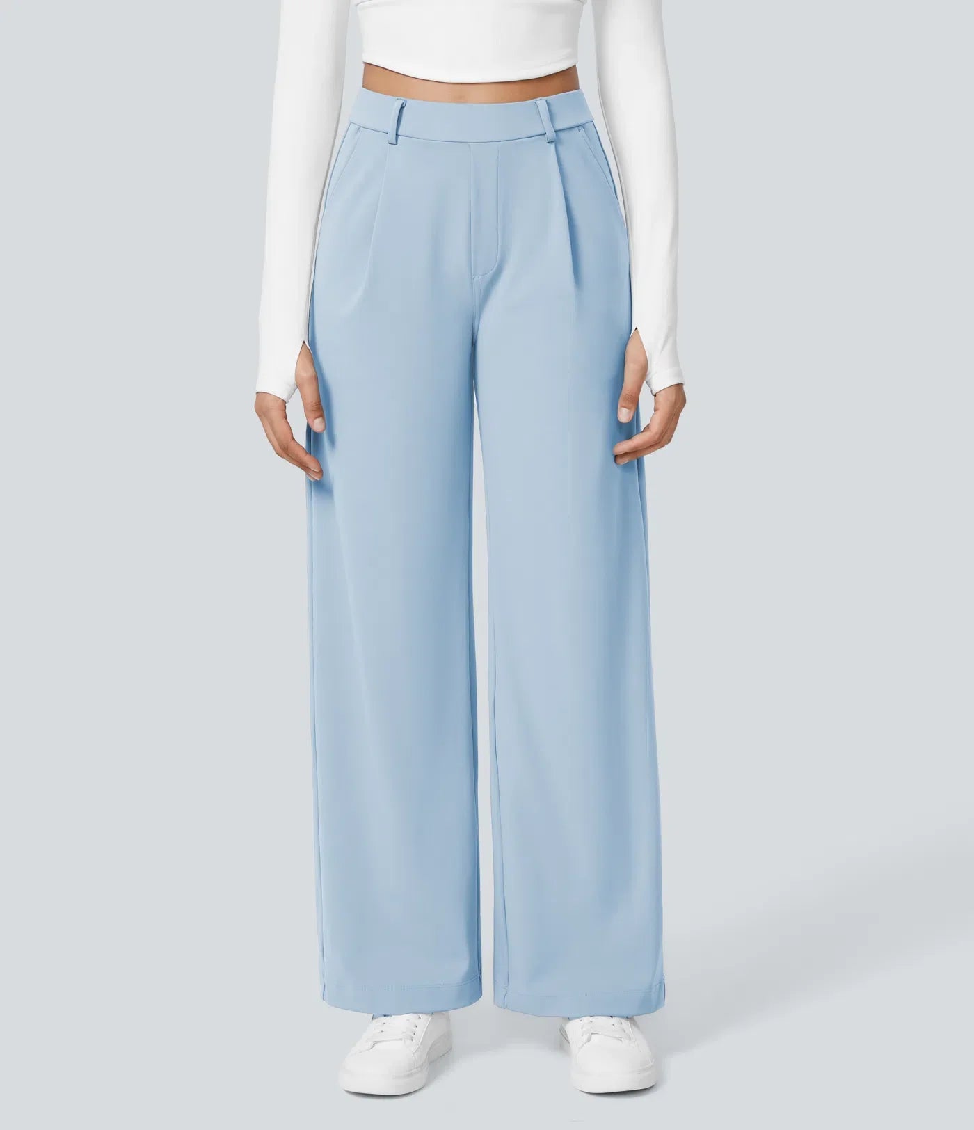 Haurelle Flex™ – Pleated Stretch High Waist Straight Leg Pants