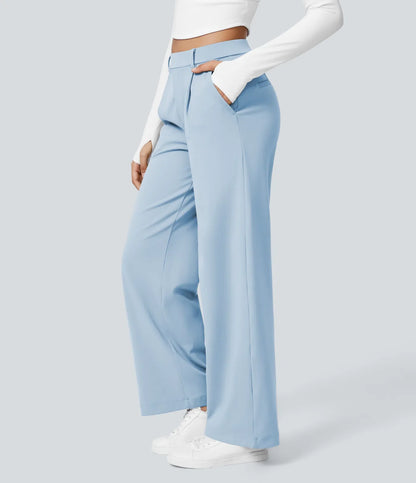 Haurelle Flex™ – Pleated Stretch High Waist Straight Leg Pants