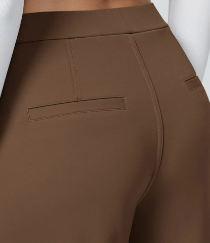 Haurelle Flex™ – Pleated Stretch High Waist Straight Leg Pants