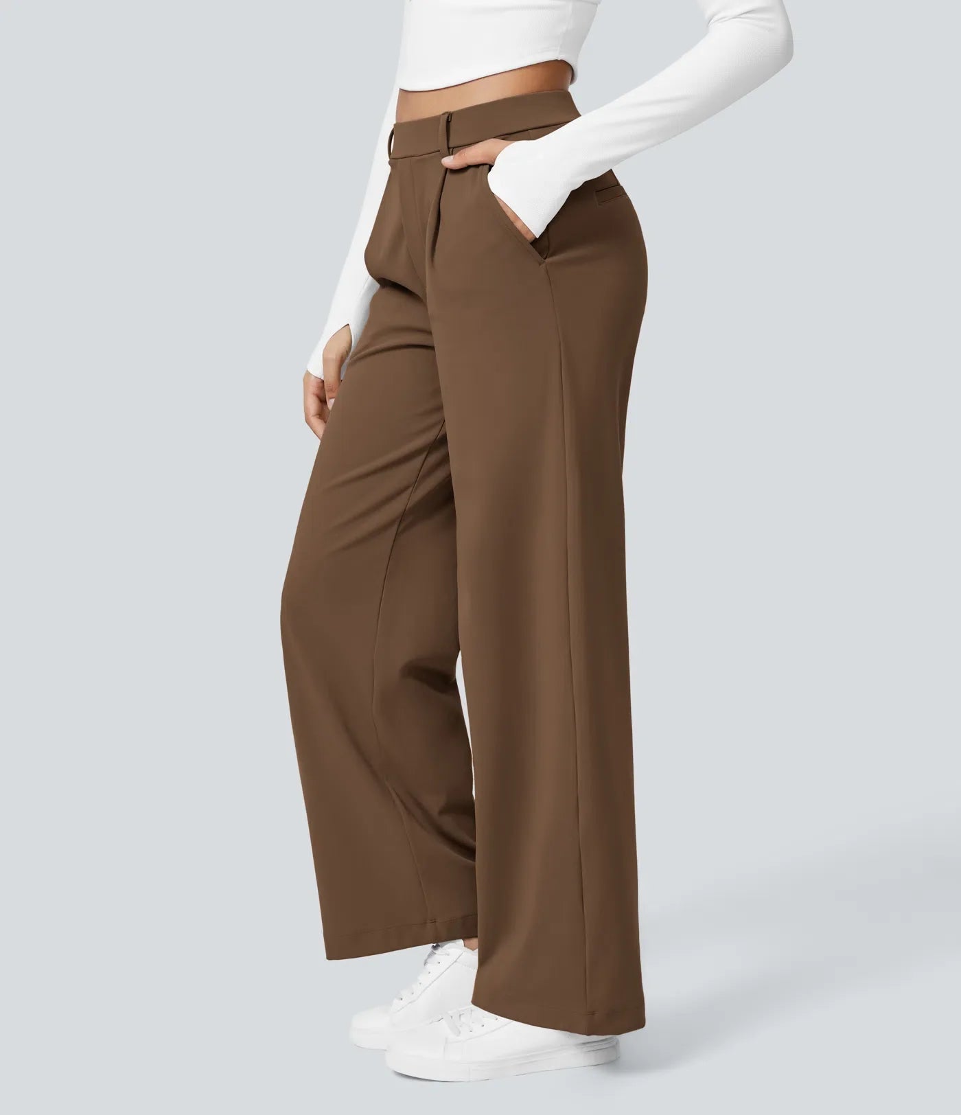 Haurelle Flex™ – Pleated Stretch High Waist Straight Leg Pants